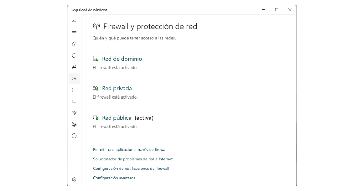 Firewall o cortafuegos de Windows